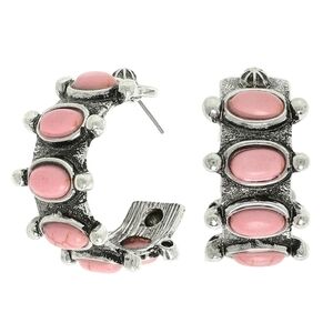Western Pink Turquoise Small Hoop Earrings